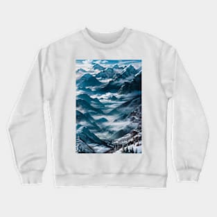 Mountain Valley under Winter Snow Crewneck Sweatshirt